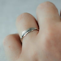 mnjin антични бижута със солидни стерлинги сребърно перо пръстени за подреждане на пръстени булка сватба a
