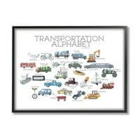 Ступел индустрии образователен транспорт азбука детски учебни превозни средства автомобили графично изкуство черна рамка изкуство печат стена изкуство, дизайн от Дисик