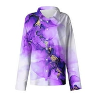 Дамски Блуза Блуза печат Бутон Дълъг ръкав Случайни основна риза яка редовен Топ