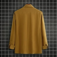 Лий-свят Мъжка тениска Мъжка мода пролет и лято ежедневни дълъг ръкав ревера Плътен цвят риза блуза