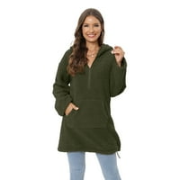 Женски модни размити топли ежедневни разхлабени качулки с качулка с качулки с джобове външни дрехи Зелен етикет XL US 12
