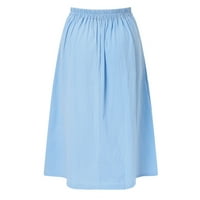 Dyfzdhu поли за жени с дълъг бутон джобна пола твърд цвят висок талия модна ежедневна пола на линия