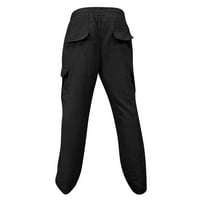 Лятна просвета Мъжки панталони отзад в училище модни летни мъжки разхлабени теглене на много джобни твърди прави панталони товарни панталони черно m