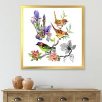 Дизайнарт 'цветни птици и тропически цветя' традиционна рамка Арт Принт