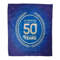 Фланелен хвърляне на одеялото златни години годишнина значка на синия празник на рождения ден мек за диван и диван в леглото