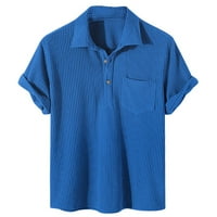 Мъжки поло ризи Поло проверки твърди тениска блуза завой надолу яка ризи с къс ръкав блуза мъжки ежедневни Валф м