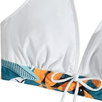 Плюс размер дамски халтер шия бикини къси комплекти две отпечатани бански костюми на плажове
