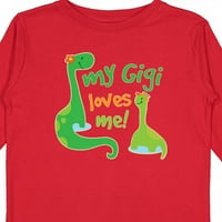 Inktastic My Gigi Loves Me Grandson Dinosaur Gift Toddler Boy Girl Тениска с дълъг ръкав