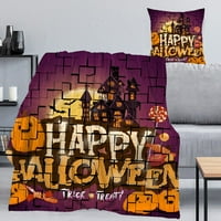 Хелоуин одеяло с калъф за възглавници, луна и метла със звездно нощно одеяло за спалня, естетическо одеяло за изкуство,200,59x79 ''