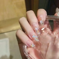 Блясък полупрозрачни фалшиви нокти, носещи дълги фалшиви нокти за жени момичета
