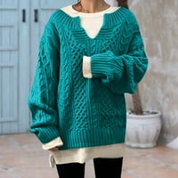 Caicj пуловери за жени жени V пуловер за пуловер на врата пуловер с дълъг ръкав с дълъг ръкав Темпераментен пуловер пуловер пуловер