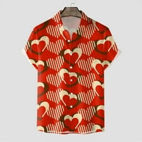 Мъже ризи Валентин флорален отпечатан джоб бутон надолу с къс ръкав класически завъртане на яка мека дишаща блуза
