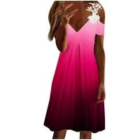 Летни рокли за жени модерна студена рамо рокля секси v-образно деколте с късо ръкав слънчев разтворител Swing Sundresses