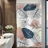 Розова завеса за душ бохо шик, абстрактна естетична тропическа листа със злато ботанически клон модерна завеса за баня за вана декор водоустойчив плат машинно пране