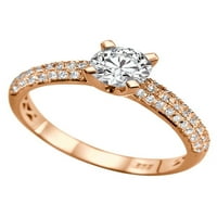 D-F срещу Moissanite годежен пръстен с диаманти Micro Pave Row 14K Gold