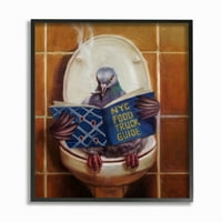 Ступел Начало декор гълъб пушене на тоалетната четене Смешно живопис платно стена изкуство
