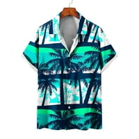 Uorcsa удобна ревера модна ежедневна хавайска печат мъжки тениска зелено