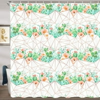 Цветни душ завеси акварелни геометрични цветя сукуленти кактус баня декор полиестер тъкан вана завеса с куки