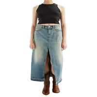 Sprifallbaby жени дълги дънкови поли разцепени предни ежедневни джински поли с джинки с джобове
