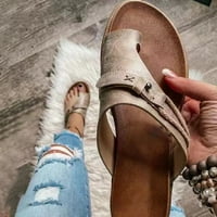 Duixinghas двойка плажни чехли Flat Retro Fau Leather Slip-On Open Toe Anti-Slip Women Summer Casual Flip Flops Slides Footwear