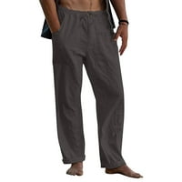 Облекло за спално бельо за мъже естествени панталони за мъже съвременни удобни качествени меки ленени джобни цветни панталони тъмно сиво xxxxl