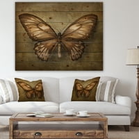 Дизайнарт 'винтидж пеперуда' винтидж живопис печат върху естествена борова дървесина