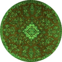 Агли Компания Закрит Кръг Персийски Зелени Традиционни Килими Площ, 7 ' Кръг