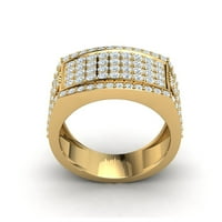 Истински 2кт кръг нарязани диамантени зъбци клъстер Мъжки Сплит джолан венчална халка Годишнина пръстен твърди 14к злато ФГ срещу