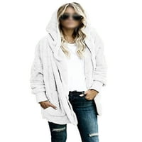 Abtel женско яке с качулка палто ежедневно изпреварване дами топли зимни палта бели 4xl