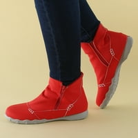 DMQUPV Сладки ботуши за жени без поддръжка на петата приплъзване на дишащи удобни ботуши за поддръжка на арка за жени винтидж кожени ботуши обувки червено 6.5