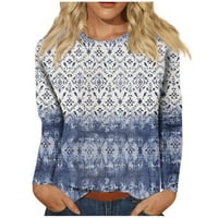 Ризи с дълъг ръкав за жени сладки печат графични тийнейджъри блузи ежедневни плюс размер основни върхове пуловер