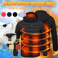 Отопляемо яке за мъже и жени плюс размер отопление на топло палто с качулка ветроустойчиво USB зареждане Електрическо тяло по -топло с зона за отопление син XL