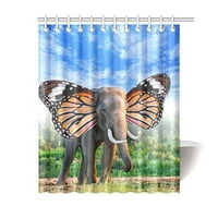 Фантазия африканска завеса за животни, слон с пеперуди крила полиестер тъкан за душ завеси за баня
