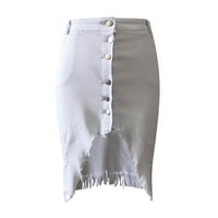 Нова женска модна деним пола Лято бутон Дизайн Сплит предни отворени поли бели m