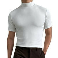 zttd мъжки лятна солидна тениска блуза с висока яка гърнета с къси ръкави тениски