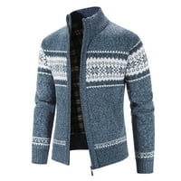 пгерауг качулки за мъже блок отпечатани стколар топло жилетка плетено яке зимни палта за мъже синьо ШЛ