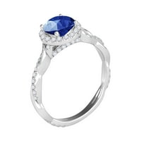 Mauli Jewels пръстени за жени 1. Карат преплитайте диамант и сапфирен пръстен 4-Prong 14k бяло злато