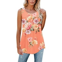 Tking Fashion Fashion's Casual Plus Size Flowy Tank Top Summer Sleeveless Loose Fit плисирана риза - Orange I