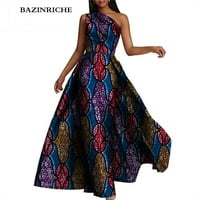 Жени модни рокли с лястовица опашка Африканска печат Dashiki рокля с едно рамо тяло дълга макси рокля плюс размер wy8840
