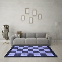 Ahgly Company Indoor Rectangle Checkered Blue Modern Area Rugs, 4 '6'
