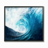 Ступел индустрии Крестинг океан вълна син плаж Живопис черна рамка стена изкуство, 14, византей ли