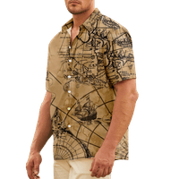 Небрежен бутон надолу по хавайска риза късо ръкав за мъже платноход океан голям и висок кубински стил m