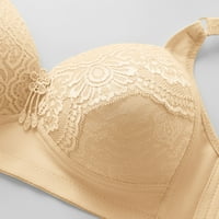 Zunfeo сутиени за жени- Lace Trendy Пълна фигура Wirefree Bralette секси бельо бежово XL