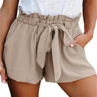 Lumento Summer Bowknot къси панталони за жени ежедневни шорти за плаж с широки крака с джобове