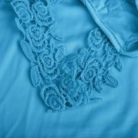Продължителност под $ charella жени от рамо лято с v-образно деколте, ежедневна дантела пачуърка солидна каймска блуза отгоре синьо, m