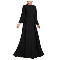 Дължен ръкав тънък пролетен слънчев рокля рокля черна флорална рокля за жени с размер xl