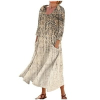 Нанизани Дамски случайни мода Удобни печатни Ръкав джоб рокля рокли за жени