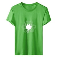 Риза на дневна риза St Patricks, върхове на тръбите екипаж ший шампа на печат с къс ръкав Женски ризи Небрежно блуза Зелена S