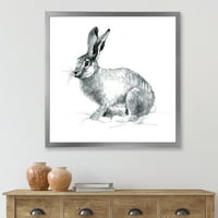 Дизайнарт черно-бял портрет на заек в рамка Арт Принт
