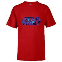 Междузвездни войни лого ретро 90-те блещукащи звезди-тениска с къс ръкав за деца-персонализирано-червено